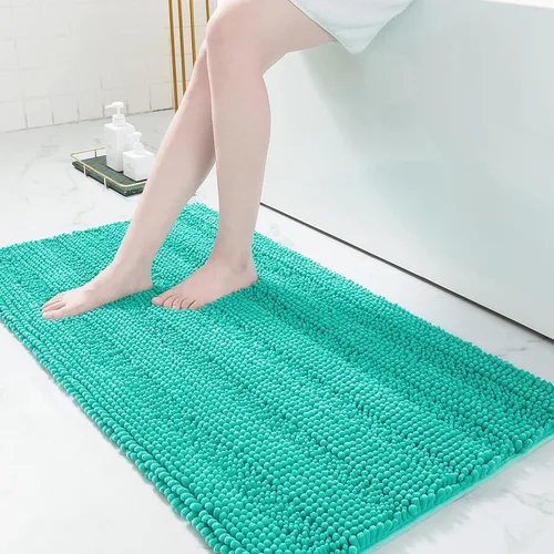 Vista 184 de Grandaily Alfombras de baño de felpilla a rayas de 24 x 16 pulgadas, extra gruesas y suaves, absorbentes, parte trasera de goma, alfombra de ducha