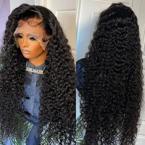 Vista 4 de Peluca de encaje frontal de onda profunda, 200% cabello humano, sin Pelucas de encaje frontal profundo de 13 x 4