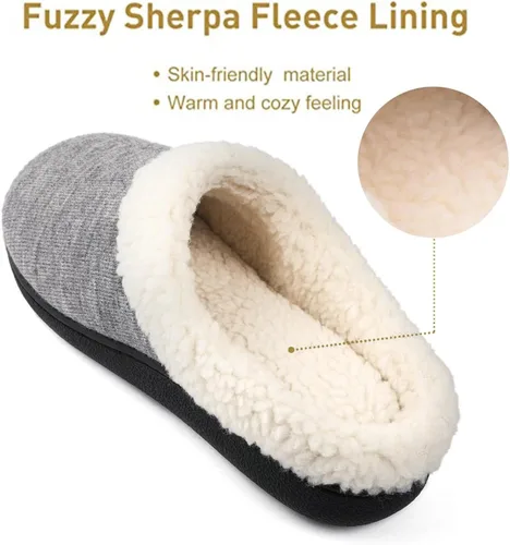 Vista 3 de Wishcotton Pantuflas de casa Sherpa con espuma viscoelástica para mujer para interiores y exteriores