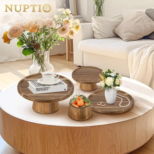 Vista 7 de NUPTIO Soporte de madera para tartas, soporte para cupcakes de madera