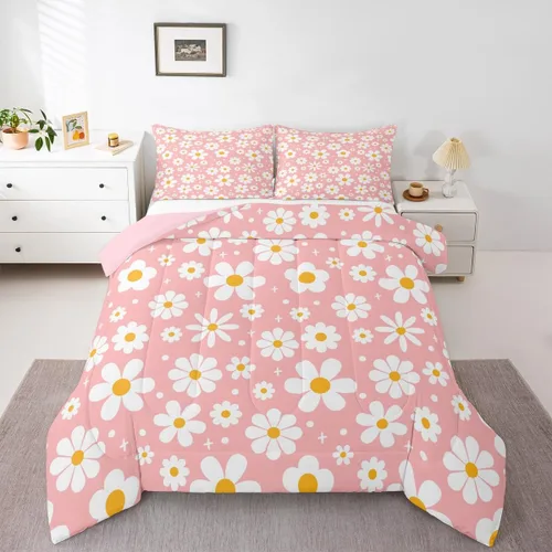 Vista 12 de Feelyou Juego de ropa de cama con lazos bonitos y cerezos, tamaño individual, para niños, juego de edredón con lazos de acuarela para niños, niñas