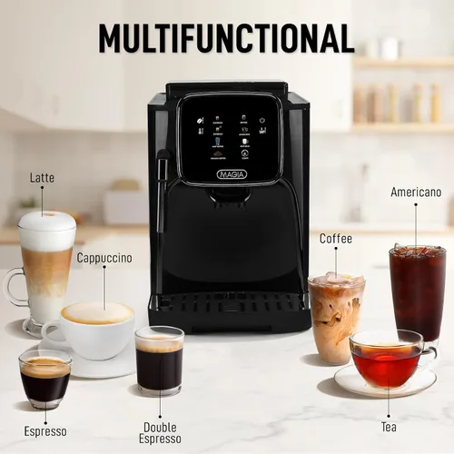 Vista 7 de Zulay Kitchen Magia Clasica - Máquina automática de café expreso con molinillo integrado, cafetera de panel táctil, espumador de leche con varita