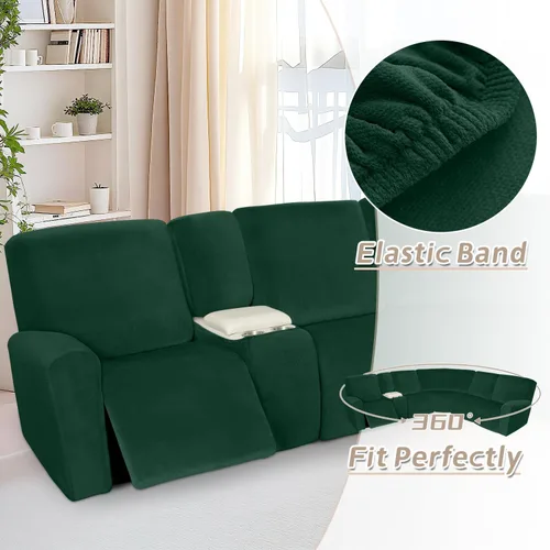 Vista 691 de Arfntevss Fundas de sofá seccional reclinable de terciopelo, Funda de sofá seccional de esquina para sofá reclinable, Funda elástica suave