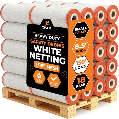 Vista 18 de Xpose Safety Red de seguridad para construcción de Xpose Safety - Rollo de material temporal de 150 pies, malla de 1/4" para cerca de andamio