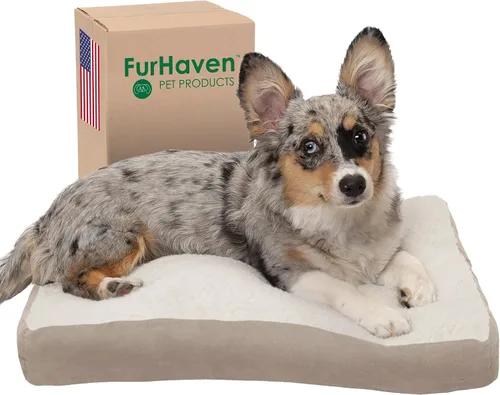 Vista 17 de Furhaven - Cama para perros y gatos, cojín de lujo, diseño rectangular tradicional, cama para mascotas con funda extraíble para perros y gatos