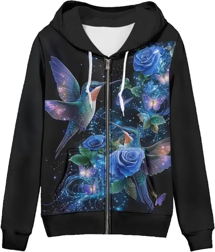 Vista 38 de Showudesigns Sudaderas con capucha y cremallera para mujer XS-5XL Un pollo