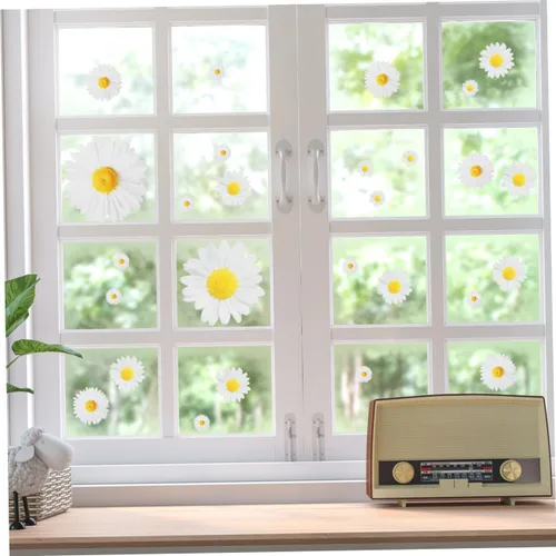 Vista 7 de Pegatina de pared de margaritas para decoración del hogar, diseño de flores autoadhesivas, para sala de estar, diseño único