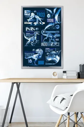 Vista 18 de Trends International Jurassic World: Fallen Kingdom - Póster de pared con cuadrícula, 14.725 x 22.375 pulgadas, versión enmarcada de madera