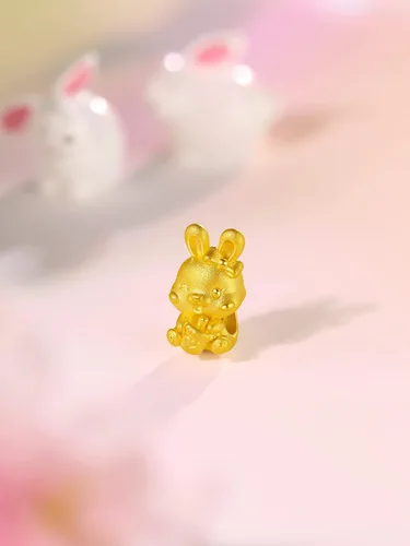 Vista 5 de ZHOU LIU FU Pulseras de oro real para mujer, pulsera de conejo de la suerte, joyería de oro de 24 quilates, pulsera roja con dije de conejo
