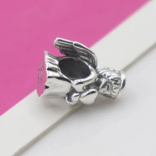 Vista 5 de Angel of Love Charm 925 Colgante de plata esterlina, joyería cuentas regalos para mujeres pulsera y collar A0199, Plata, Circonita Cúbica