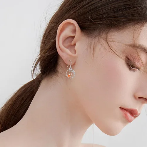 Vista 4 de YAFEINI Ajolotl - Aretes colgantes de plata de ley con diseño de cabra y ajolotl para mujeres y niñas