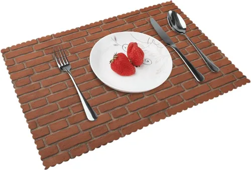 Vista 17 de Rectangular Placemats Set of 4, Heat Resistant Beach Sand Texture Printed Kitchen Dining Table Mats