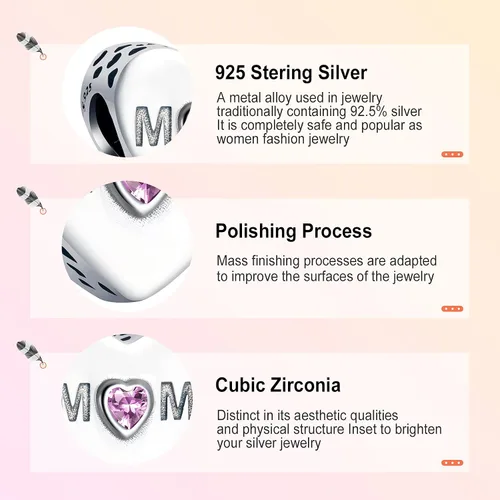 Vista 4 de Annmors Silver Charms for Bracelets 925 Sterling Dragonfly Family Heart Love Dangle for Women Bracelet & Necklace Pendant