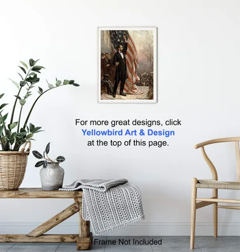 Vista 5 de Abraham Abe Lincoln - Póster artístico de la bandera estadounidense, regalo patriótico de 8 x 10 pulgadas para hombres, republicanos, conservadores