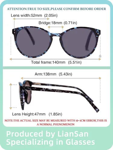 Vista 4 de LianSan Paquete de 2 lentes de sol progresivos multienfoque para mujer, lentes de lectura multifocales para mujer con protección UV