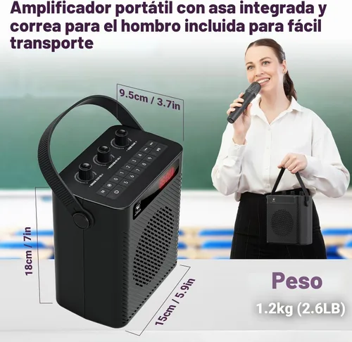 Vista 6 de Amplificador de voz Bluetooth de 40 W con micrófono de auriculares