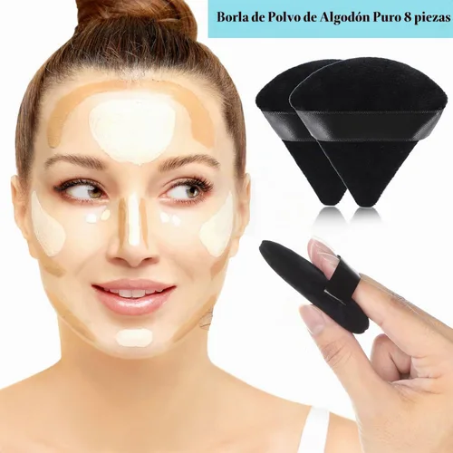 Vista 5 de 8 piezas de puff de polvo de algodón para la cara, JASSINS triángulo súper suave para maquillaje húmedo y seco, para corrector/polvo suelto/polvo