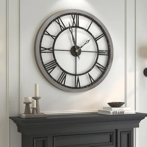 Vista 53 de Cuspin Reloj de pared de 24 pulgadas con engranajes, reloj de metal