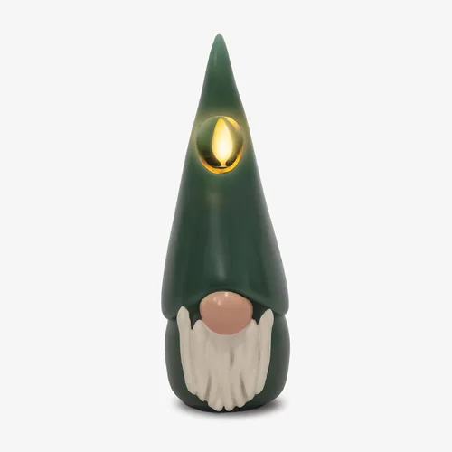 Vista 10 de Luminara Vela LED sin llama con figuras de gnomo, color verde, 2.2 x 6 pulgadas, funciona con pilas, decoración de Navidad e invierno, cera real