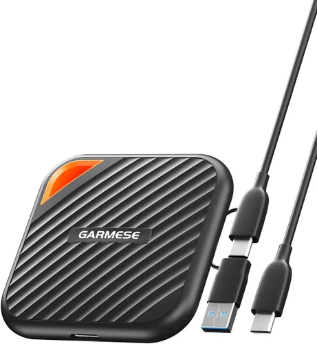 Vista 10 de SSD externa portátil de 512 GB USB-C de hasta 2000 MB/s unidad de estado sólido Negro y naranja