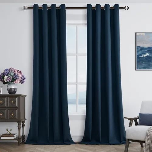 Vista 49 de Beige White Linen Blackout Curtains 90 Length 2 Panels Set for Living Room Bedroom, 100% Black Out Thermal Insulated Linen Drapes, Room Darkening