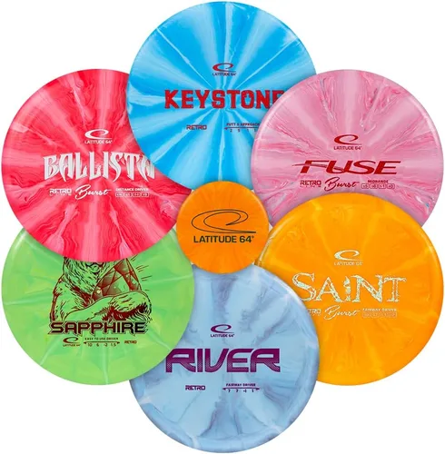 Vista 6 de Latitude 64 Retro Burst Disc Juego de golf, juegos al aire libre, juego de iniciación de frisbee para hombres y mujeres, conductores de River &