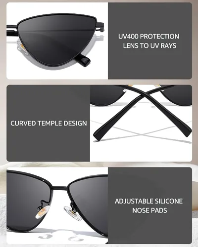 Vista 5 de SODQW Lentes de sol de ojo de gato para mujer, diseño vintage de los años 90, lentes de sol de moda