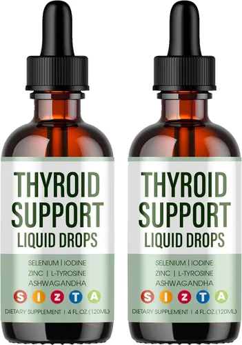 Vista 9 de Gotas líquidas de apoyo para la tiroides - Gotas de yodo con selenio, zinc, L-tirosina y ashwagandha - Apoya el metabolismo, la energía