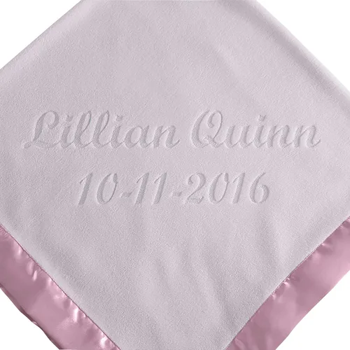 Vista 6 de Custom Catch Manta de bebé personalizada, rosa o azul, regalo unisex para recién nacido o bebé (texto multilínea)