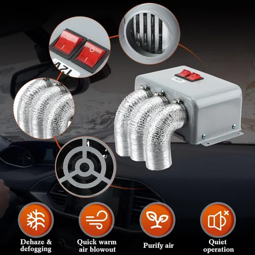 Vista 2 de Rossesay Kit de calentador de parabrisas de automóvil de 12 V, 600 W-800 W, 3 agujeros, kit de calentador de asiento eléctrico, calentador