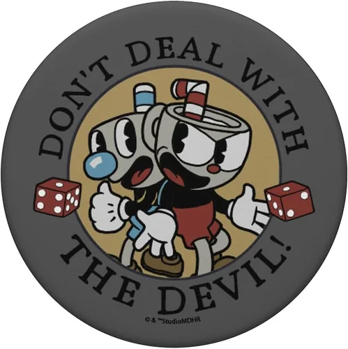 Vista 3 de Cuphead and Mugman Don't Deal With The Devil Dicey - PopSockets Grip and Stand for Phones and Tablets, Negro