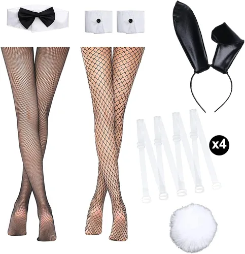 Vista 7 de Conjunto de traje de cosplay de Senpai para mujer disfraz de anime rol cosplay de una pieza con medias de orejas de conejito