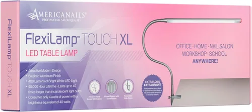 Vista 2 de Americanails FlexiLamp Touch XL - Lámpara LED de escritorio de mesa, abrazadera extraíble, iluminación ajustable para estaciones de uñas, luz
