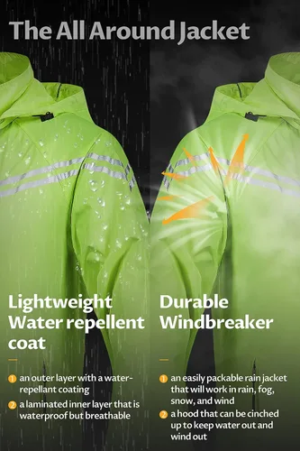 Vista 5 de CREATMO US Chaqueta impermeable plegable para hombre con capucha extraíble
