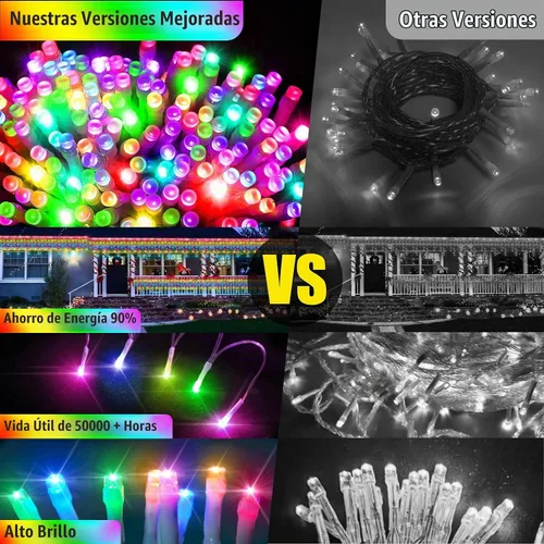 Vista 5 de Luces de carámbano de Navidad de 49 pies, 128 funciones, para exteriores, con 504 LED, 8 modos y temporizador, cortina de luces para exteriores