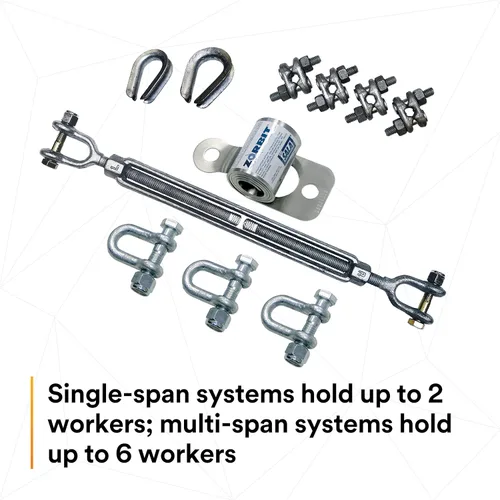 Vista 7 de 3M DBI-SALA 7401033 Componente Horizontal, Zorbit Absorber Energía con tres grilletes, sujetadores, tensor de tensor, dedales y clips de cable