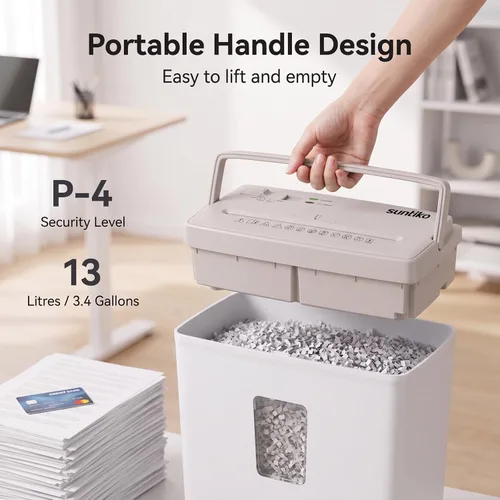 Vista 5 de Suntiko 6 Sheet Home Office Cross Cut Shredder Brown + White Negro