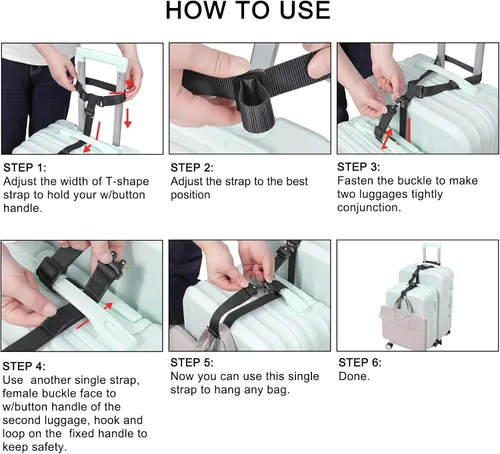 Vista 5 de Vigorport Correas de equipaje, correas de conector de equipaje para maletas, añade una bolsa y conecta tus 2 maletas juntas, accesorios de fijación