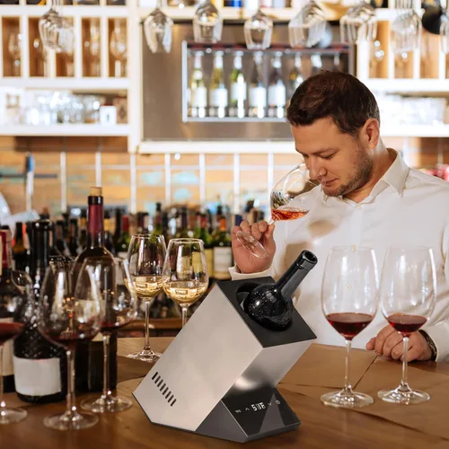 Vista 5 de Cobalance Enfriador de vino eléctrico, enfriador de una sola botella para vino de 25.4 fl oz o algo de champán, refrigeradores portátiles que
