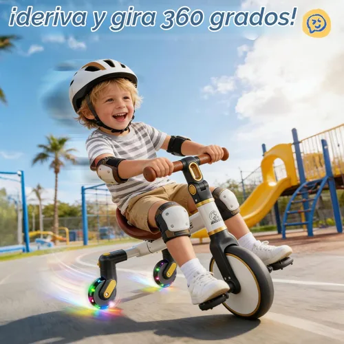 Vista 7 de Ridego Triciclo 3 en 1 para niños de 2 a 5 años, modos de caminante, pedal Blanco