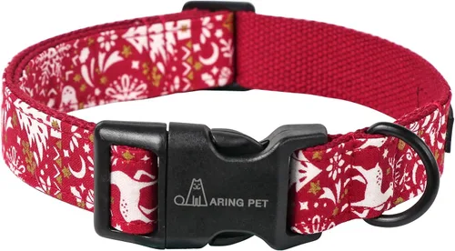 Vista 10 de ARING PET Collar de Navidad para perro, lindo collar de copos de nieve populares rojo y verde con hebilla de liberación rápida para cachorros