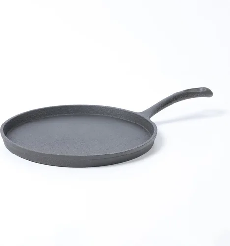 Vista 3 de HAWOK Plancha redonda de hierro fundido de 8 pulgadas, sartén para crepé pre-sazonada, juego de 4 Negro
