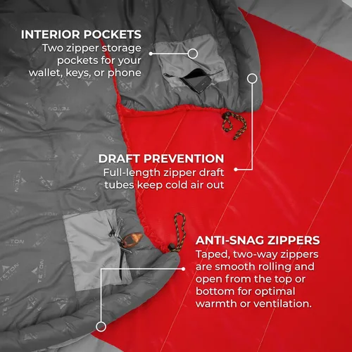 Vista 5 de Saco de Dormir Teton 20F y 5F; Saco de Dormir Ultraligero y Cálido para Momia para Adultos y Niños, Acampada, Mochilero, Senderismo