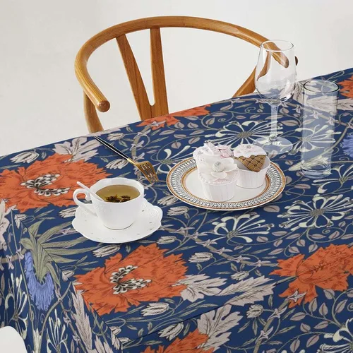 Vista 121 de Mantel Floral Retro de Pájaros, Diseño Original Bohemio William Morris Estampado Cubierta de Mesa para Hogar Picnic Fiesta Comedor Cocina William