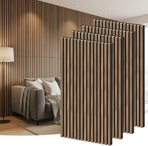 Vista 12 de RITOLLO Paneles de madera para pared de 4.92 x 7.68 pulgadas, paneles acústicos para decoración de pared interior, panel de pared de listones