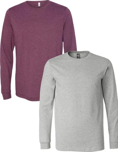 Vista 55 de Canvas Filmore 3501 - Camiseta de 4.2 onzas para hombre manga larga (1) Ceniza + (1) Jaspeado atlético