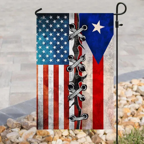 Vista 13 de Banderas de Puerto Rico – Bandera estadounidense puertorriqueña – Bandera de jardín de 12 x 18 pulgadas, decoración para exteriores, lona resistente