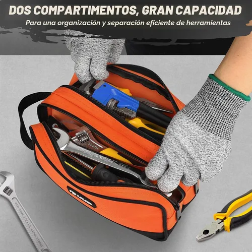 Vista 3 de Bolsa de herramientas pequeña de 10 ", organizador de caja de herramientas con cremallera divisoria