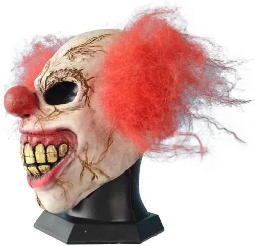 Vista 2 de Máscara de Halloween de cara completa de miedo payaso cosplay para hombre y mujer disfraz