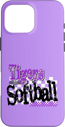 Vista 19 de Tigers Softball Mom Purple Tiger Pride Game Day School Case for iPhone 17